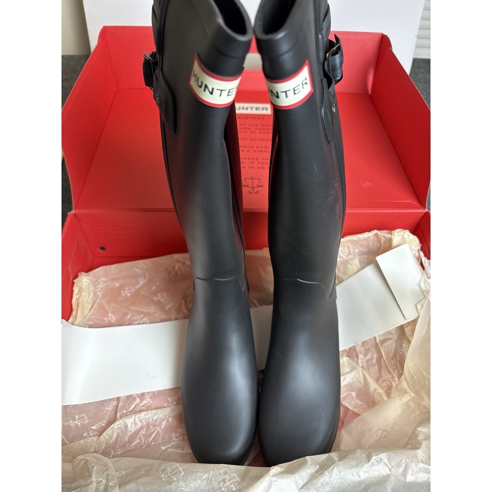 Hunter Original Tall Rain Boots Black Matte Womens Size 7 US Waterproof    S1
